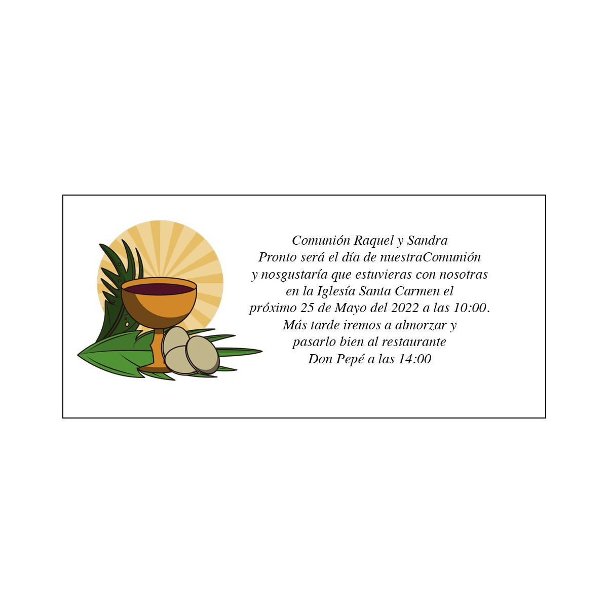 Conception de calice de carte de communion