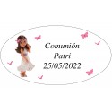 Étiquette adhésive personnalisée de Communion Design fille avec des papillons