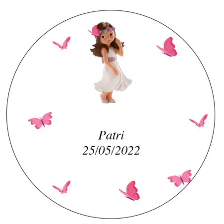 Autocollant Patri Communion Fille 5 Cm