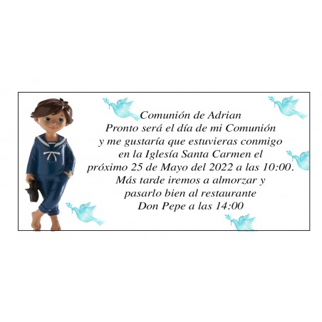 Invitation à La Première Communion Garçon Adrian