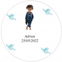 Autocollant rond 5 cm pour communion garçon adrian