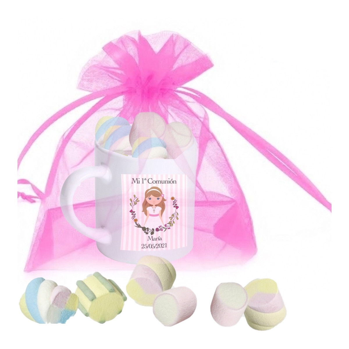 Mug de communion avec des nuages sucrés personnalisés