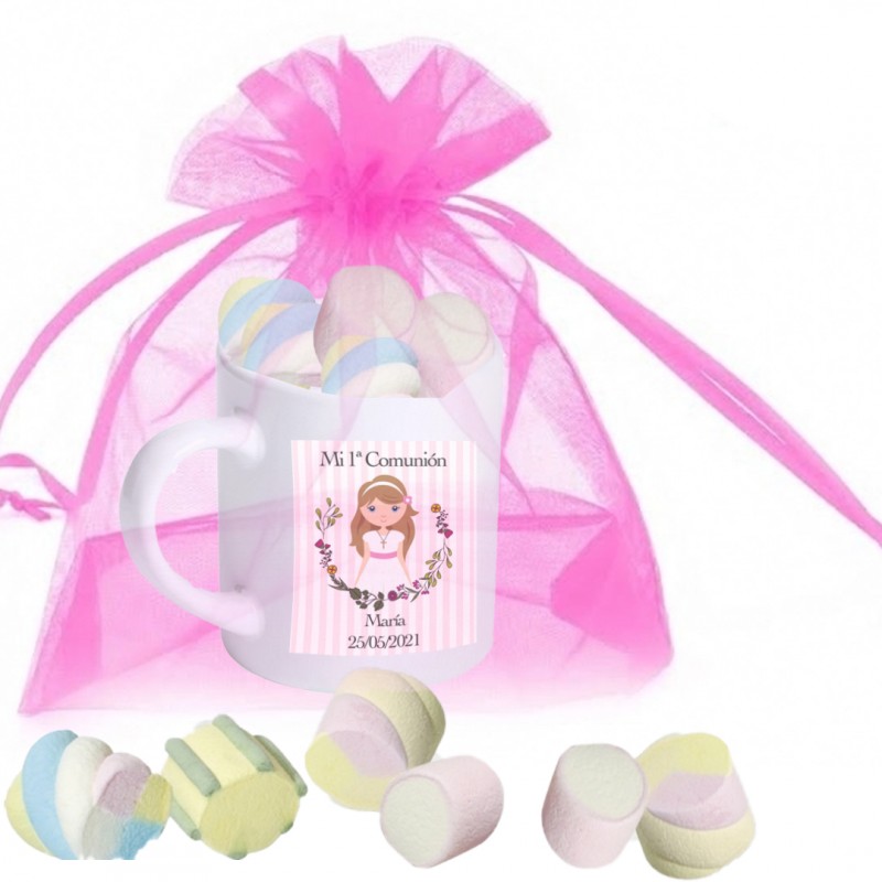Mug de communion avec des nuages sucrés personnalisés
