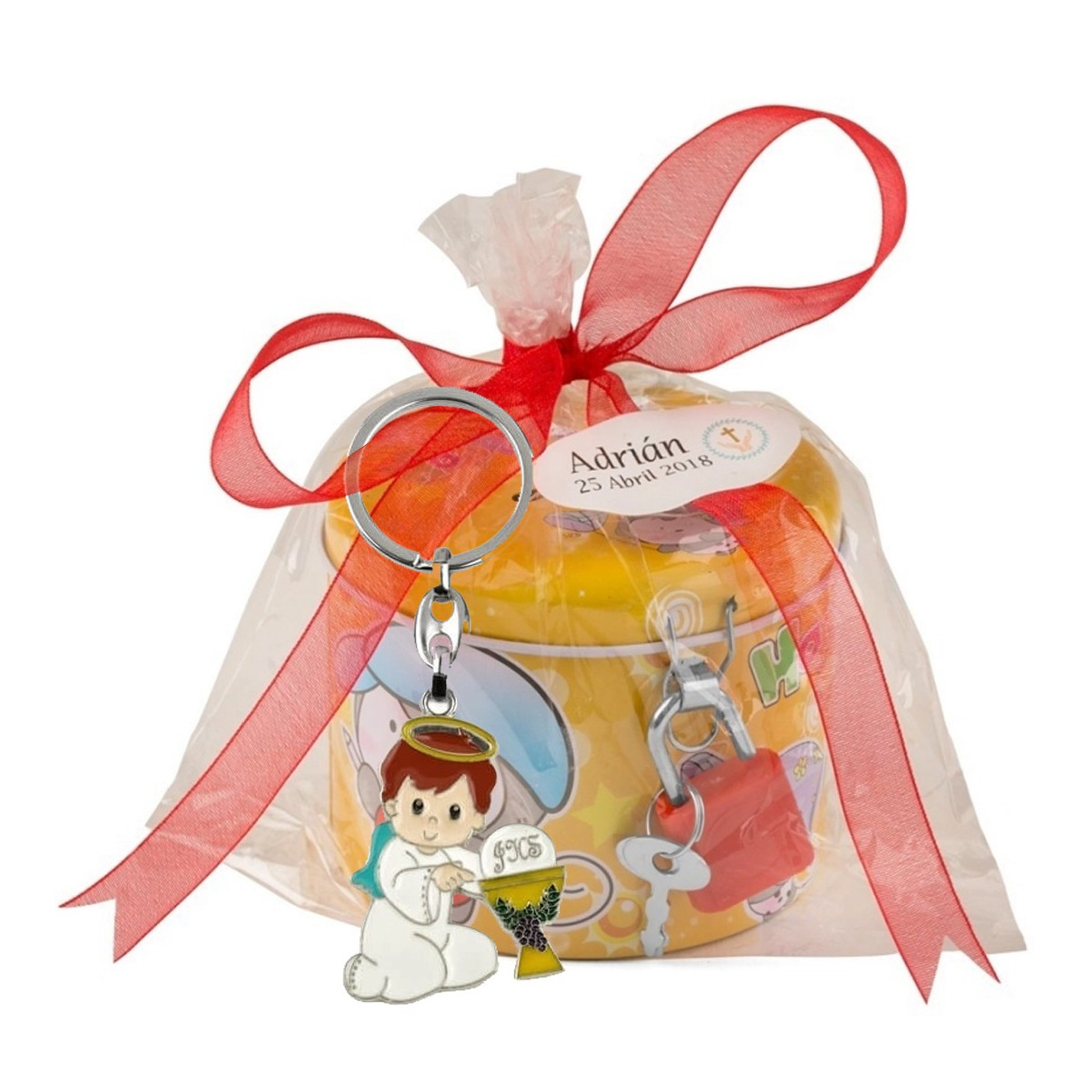 Tirelire et porte clés little angel boy pour la communion