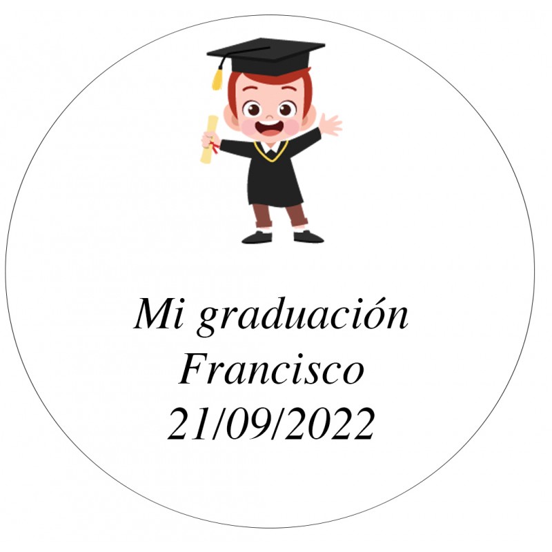 Autocollant 5 cm personnalisé graduation enfant