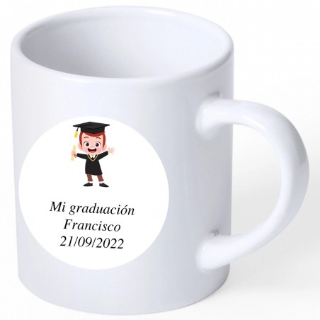 Tasse de graduation souvenir avec autocollant personnalisé