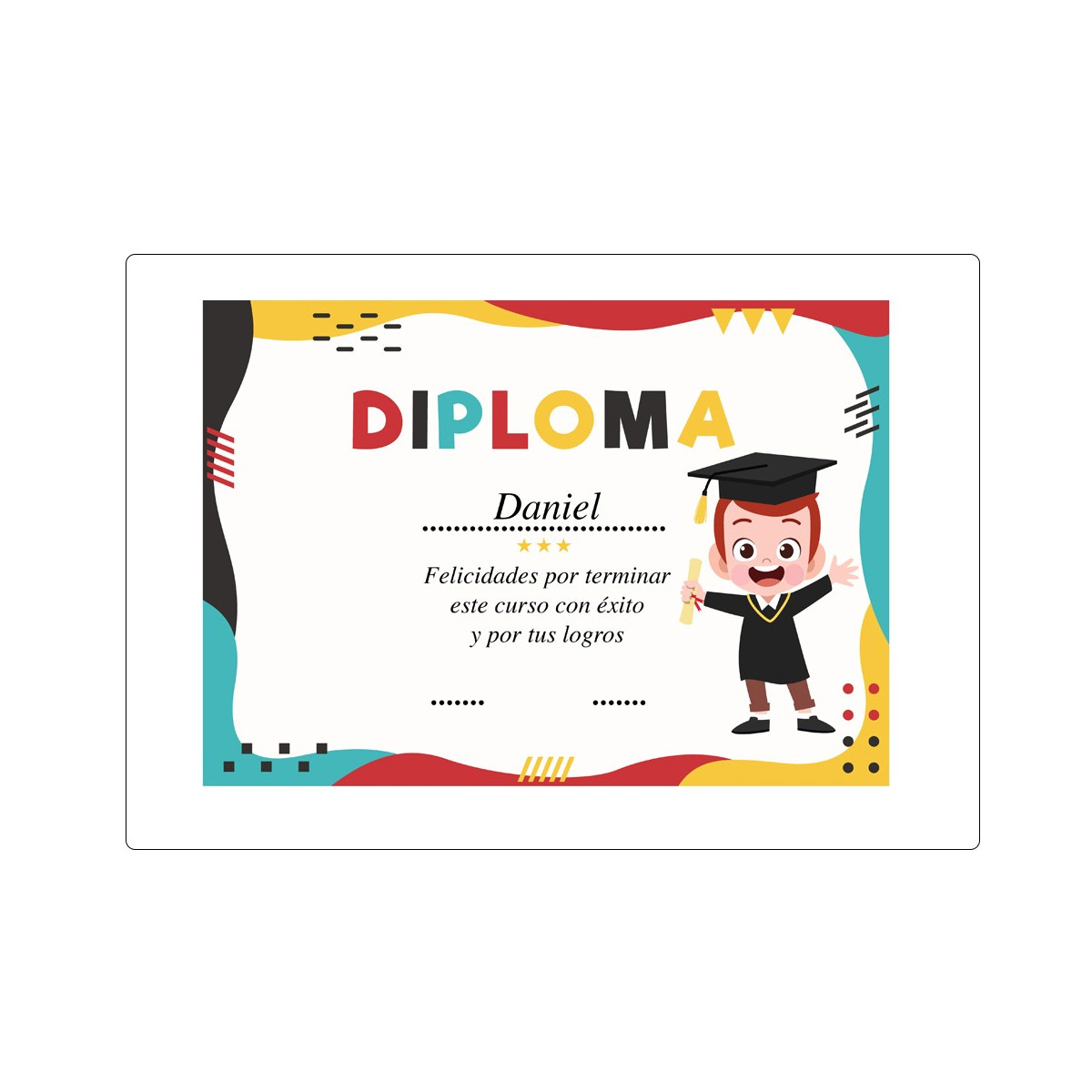 Diplôme de fin d études personnalisé pour enfants