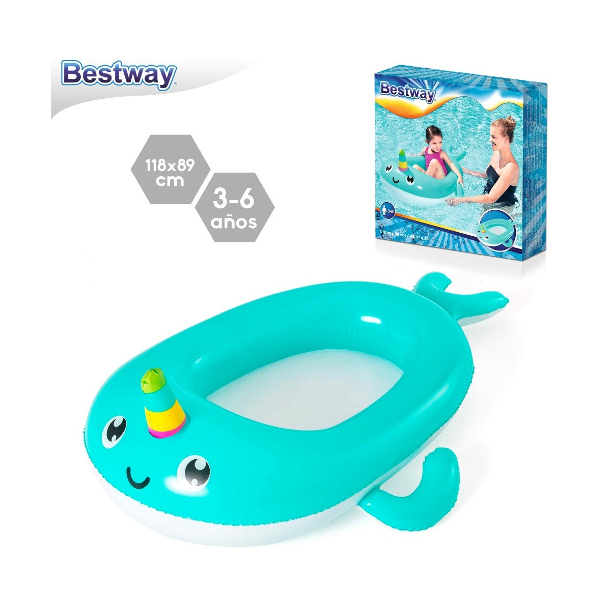 Bateau pour enfants rino 3 6 ans gonflable 118 x 89 cm