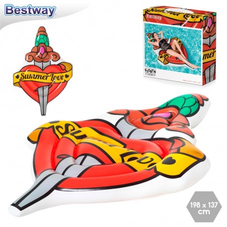 Matelas gonflable summer love tattoo 198 x 137 cm