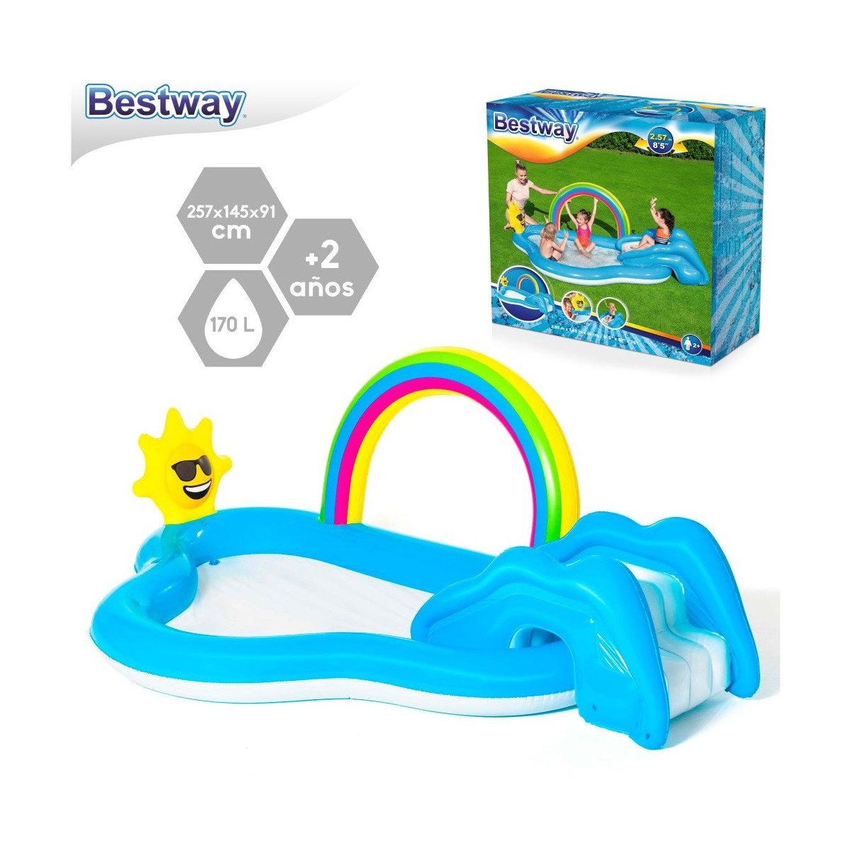 Activités piscine arc-en-ciel gonflable