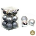 S 12 boule argent décoration noël 4 x 4 x 4 cm