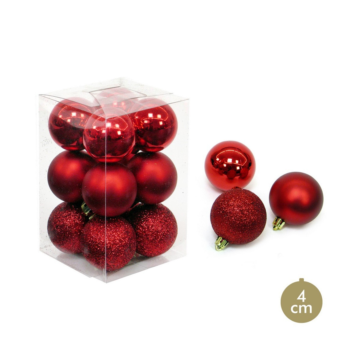S 12 boule rouge décoration Noël 4 x 4 x 4 cm