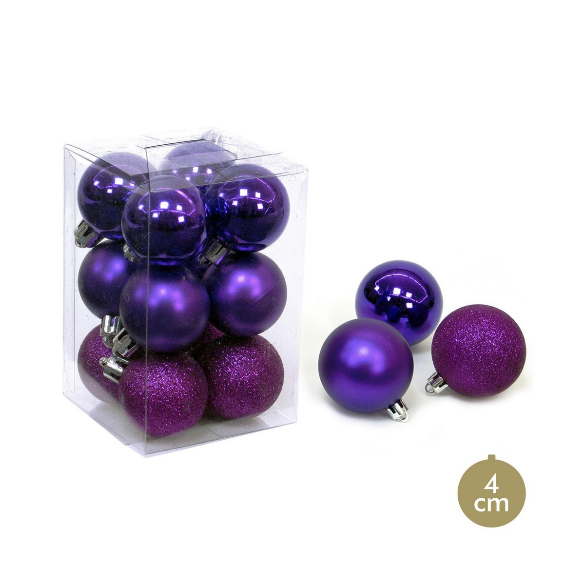 S 12 boule violette décoration Noël 4 x 4 x 4 cm