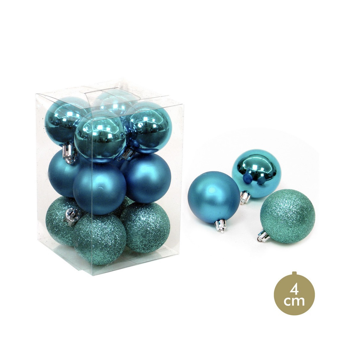S 12 boule bleue décoration Noël 4 x 4 x 4 cm