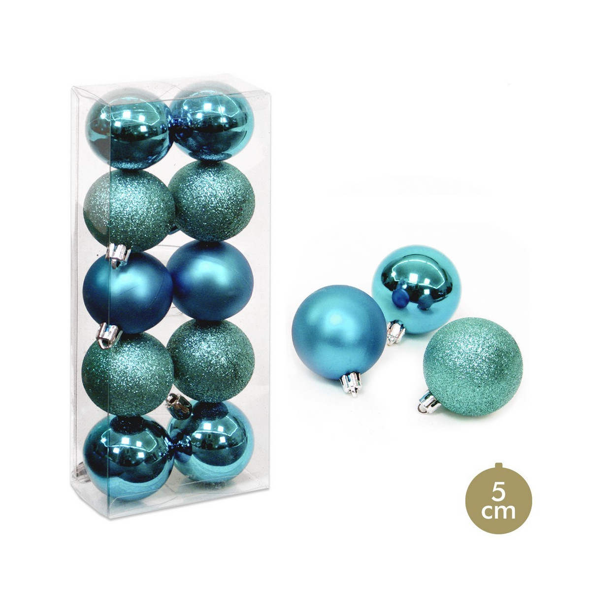 S 10 boule bleue décoration Noël 5 x 5 x 5 cm