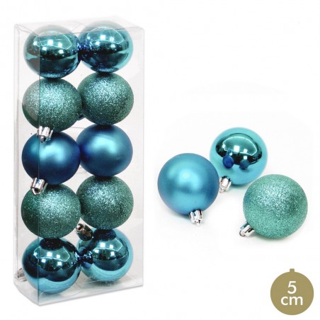 S 10 boule bleue décoration Noël 5 x 5 x 5 cm