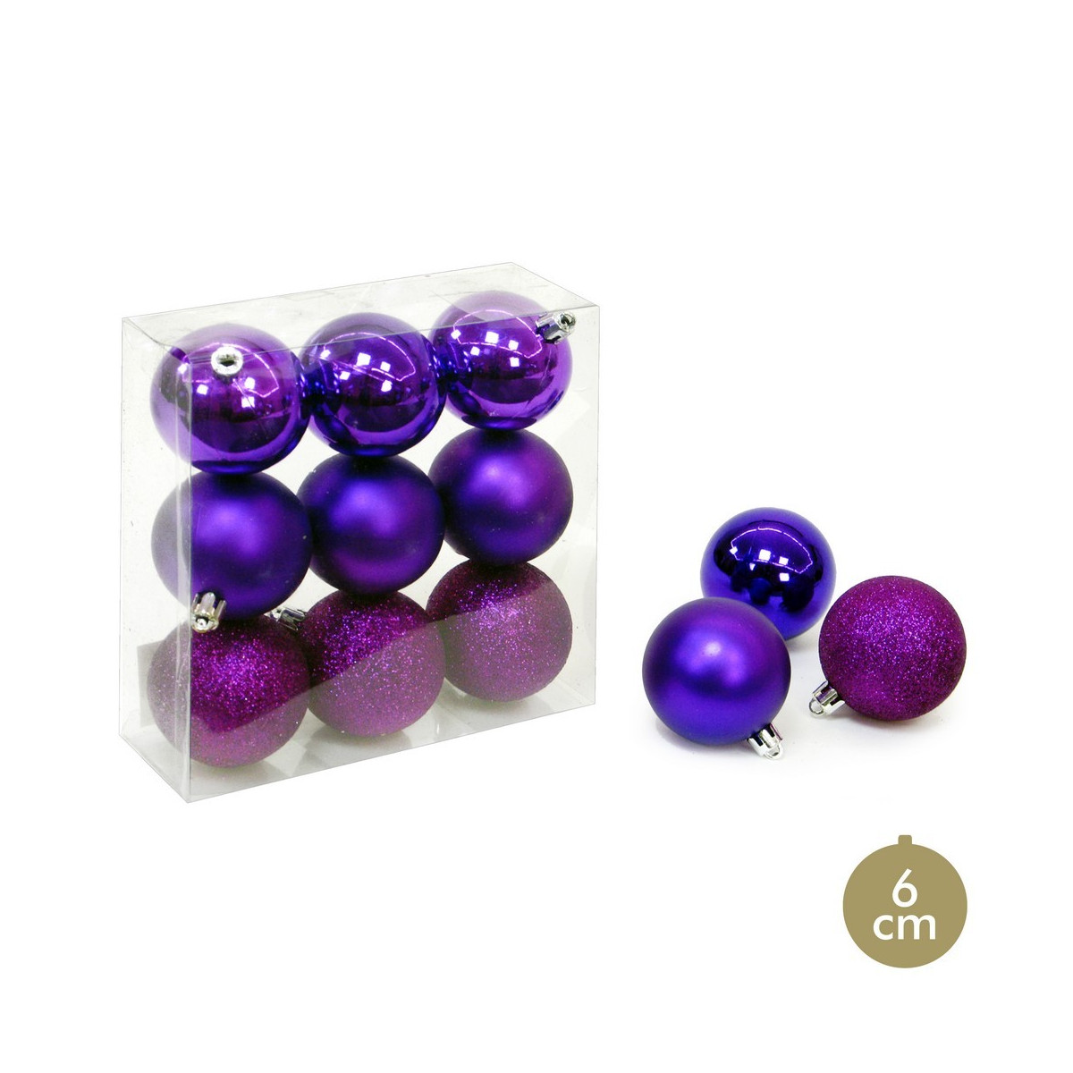 S 9 boule violette décoration de Noël 6 x 6 x 6 cm