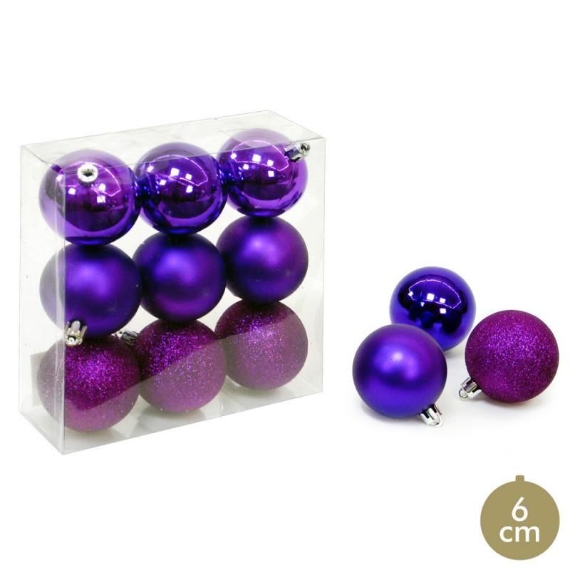 S 9 boule violette décoration de Noël 6 x 6 x 6 cm