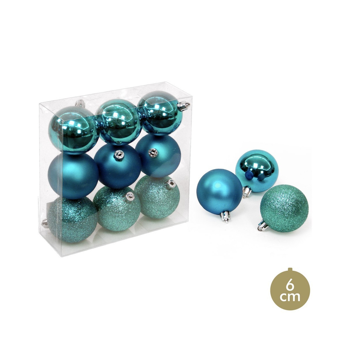 S 9 boule bleue décoration de Noël 6 x 6 x 6 cm
