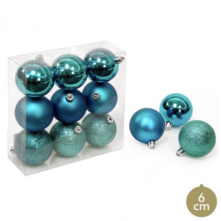 S 9 boule bleue décoration de Noël 6 x 6 x 6 cm