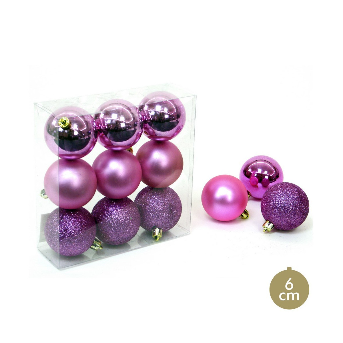 S 9 boule rose décoration Noël 6 x 6 x 6 cm