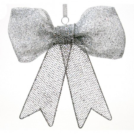 Nœud en métal argent décorations de Noël 20 x 4 x 22,50 cm
