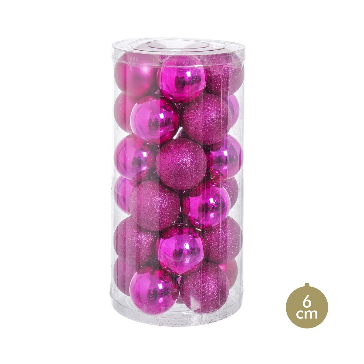 S 30 boules pailletées pailletées mat fuchsia 16 x 16 x 31 cm