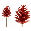Ananas avec tige paillettes rouges 3,50 x 3,50 x 52 cm