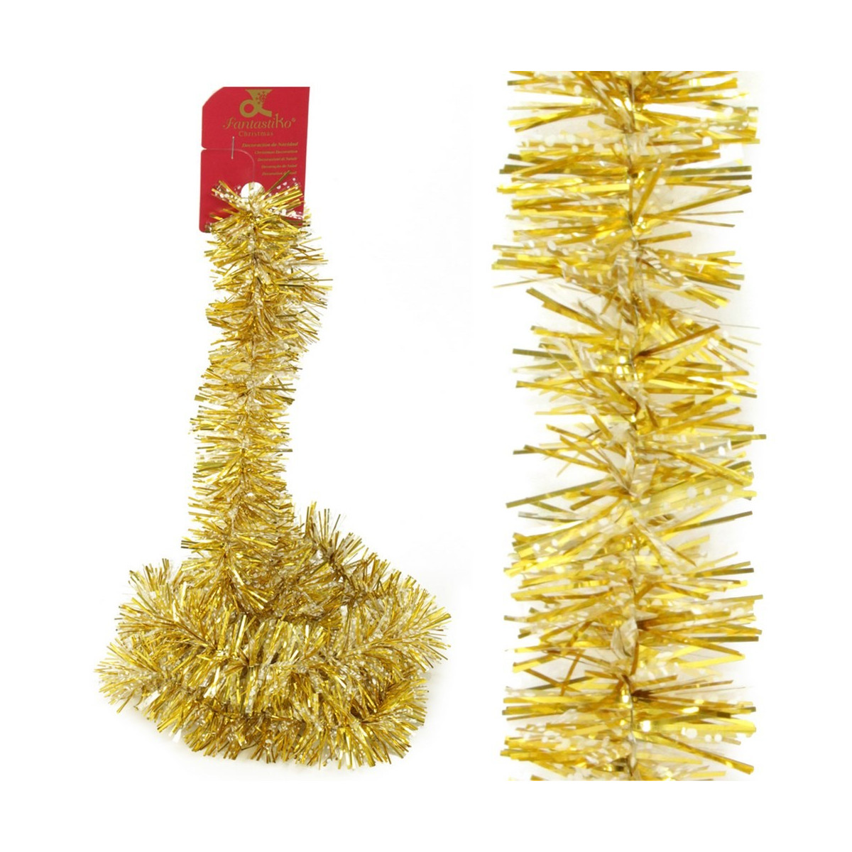 Mini décoration de noël boa des neiges doré 150 x 5 x 5 cm