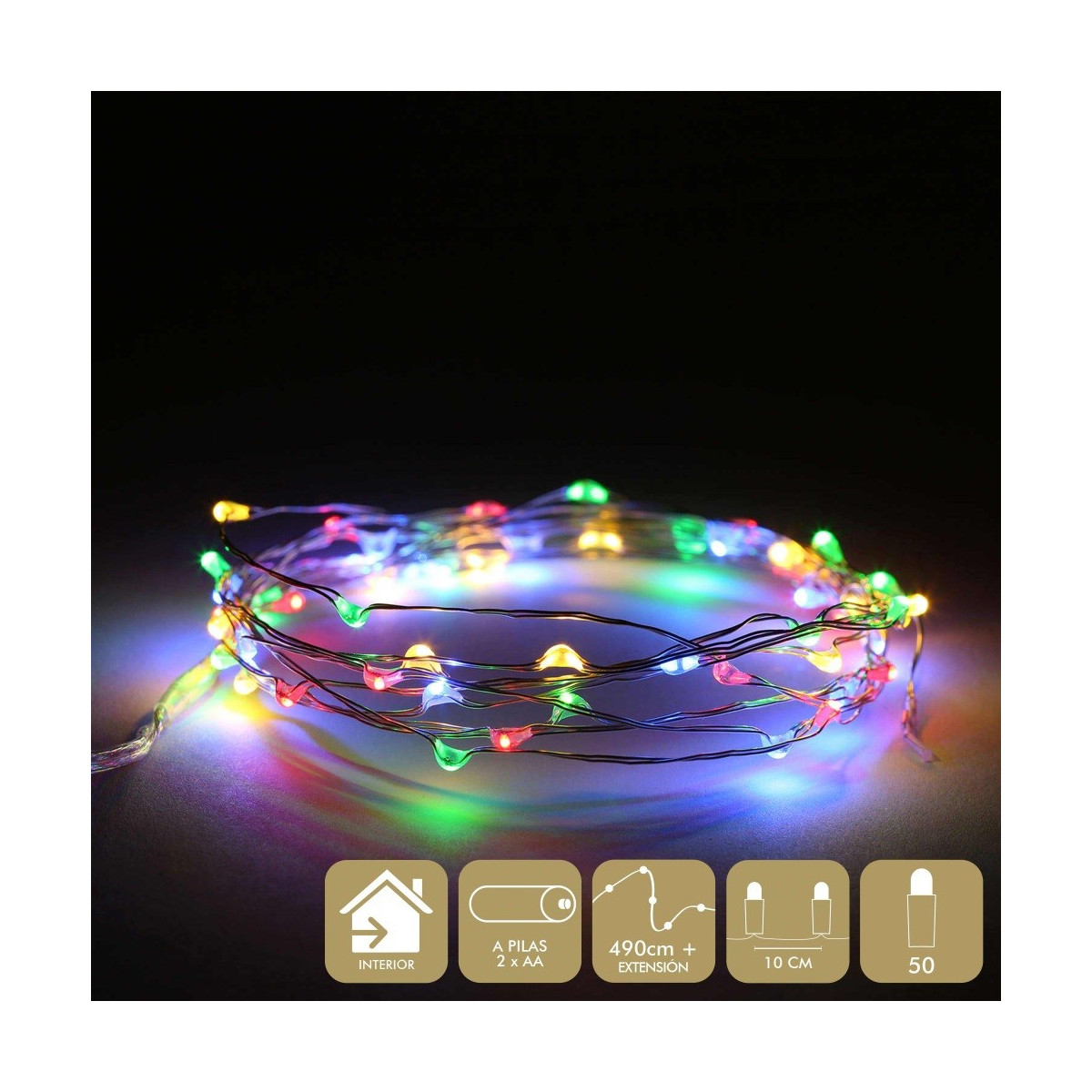 Micro led 50 lumières métal multicolore