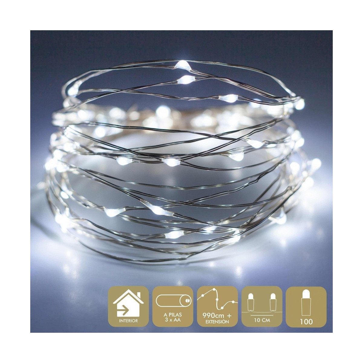Micro led 100 lumières métal blanc