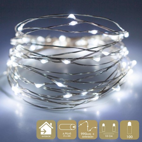 Micro Led 100 Lumières Métal Blanc