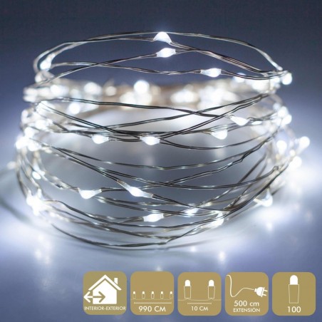 Micro Led 100 Lumières Métal Blanc