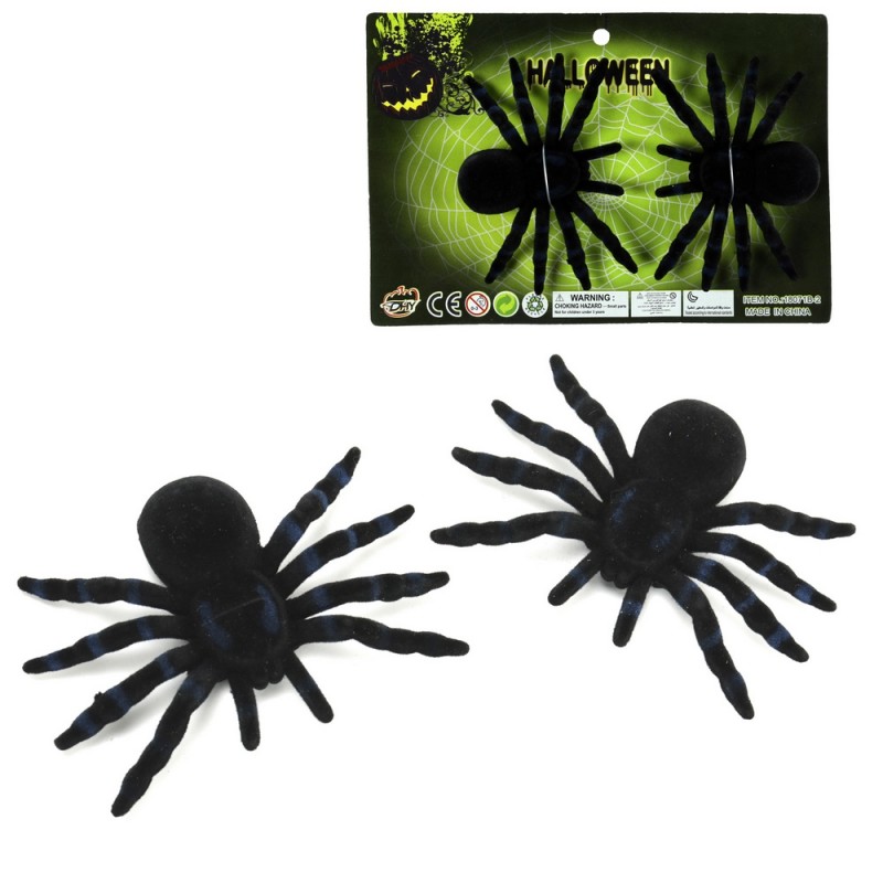 S 2 araignée plastique floquée noire 10 x 7 cm