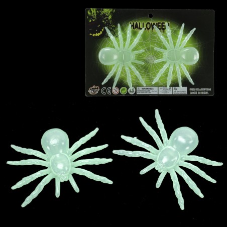 S/2 araignée fluo plastique 10 x 7 cm