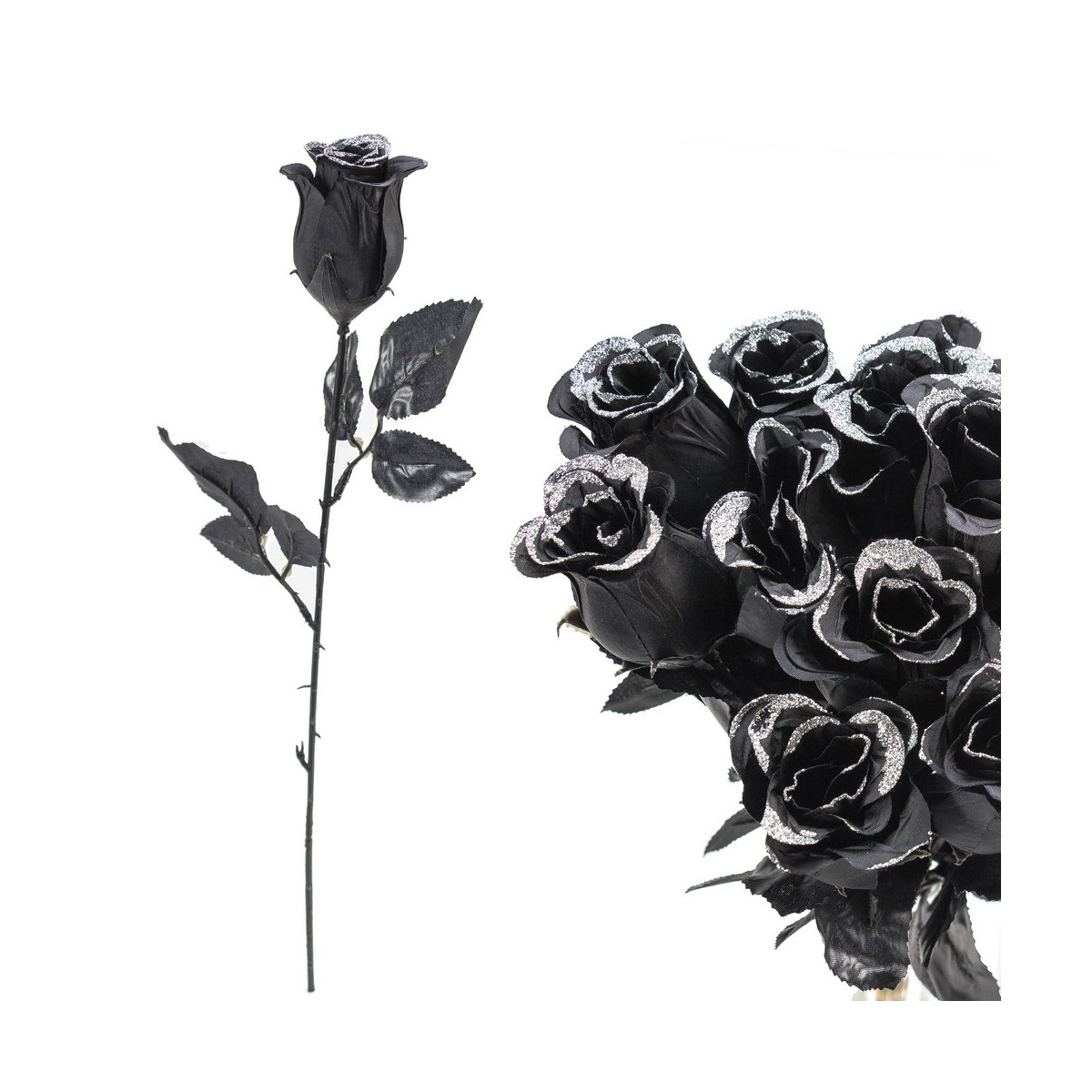 Rose noir argent 4 50 x 4 50 x 43 cm