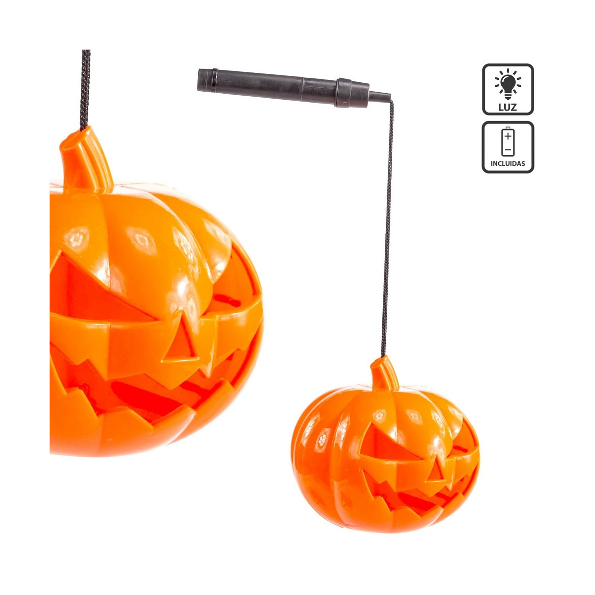 Citrouille avec lumière LED en plastique 15 x 15 x 12 cm