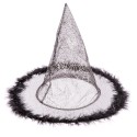 Chapeau de sorcière plumes noir 32 x 32 x 32 50 cm