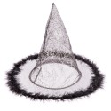 Chapeau de sorcière plumes noires 32 x 32 x 32 50 cm