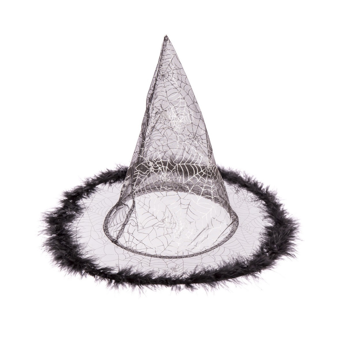 Chapeau de sorcière plumes noir 32 x 32 x 32 50 cm