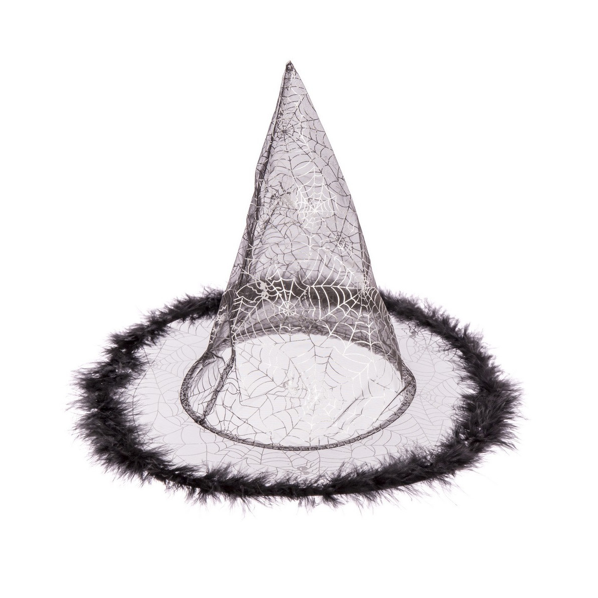 Chapeau de sorcière plumes noires 32 x 32 x 32 50 cm