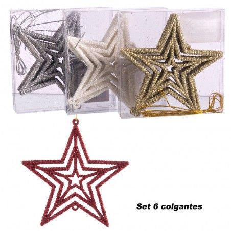 S 6 pendentif étoile en plastique 4 c 11 x 11 cm