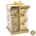 S 12 boules décorées en plastique doré 6 x 6 x 6 cm