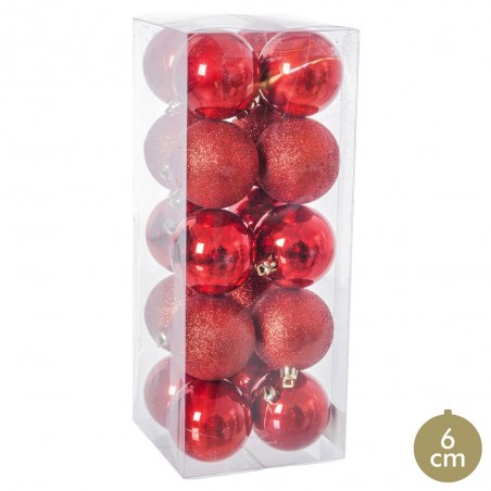 S 20 boules de perles en plastique rouge 6 x 6 x 6 cm