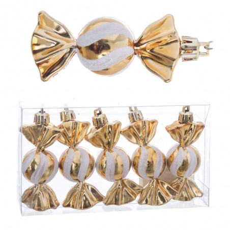 S 5 Figurines Bonbons En Plastique Doré 7 Cm