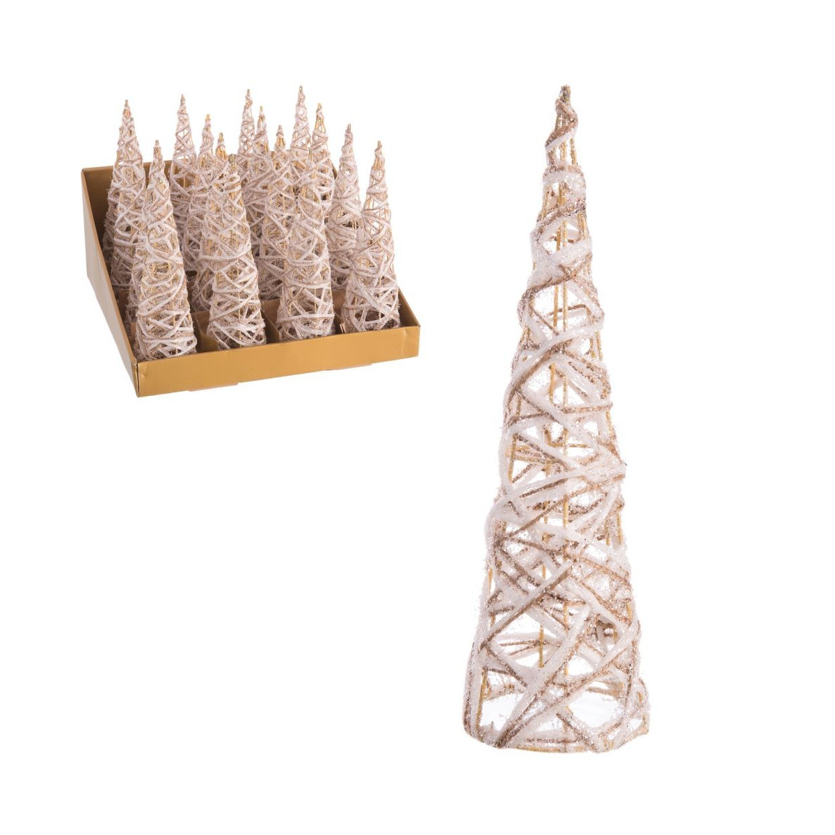 arbre métal blanc décoration noël 7,50 x 7,50 x 25 cm