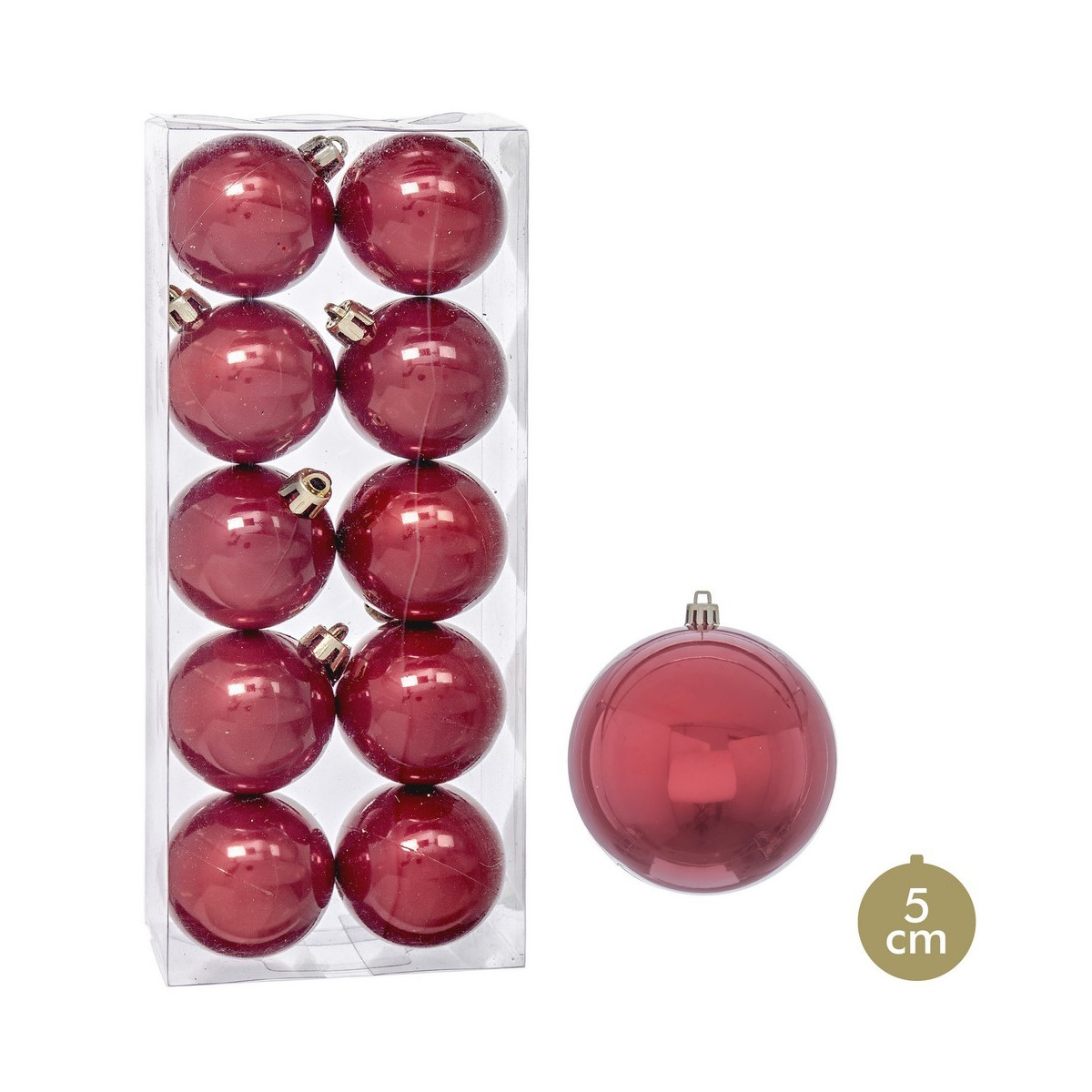 S 10 boules de perles en plastique rouge 5 x 5 x 5 cm