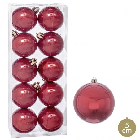 S 10 boules de perles en plastique rouge 5 x 5 x 5 cm
