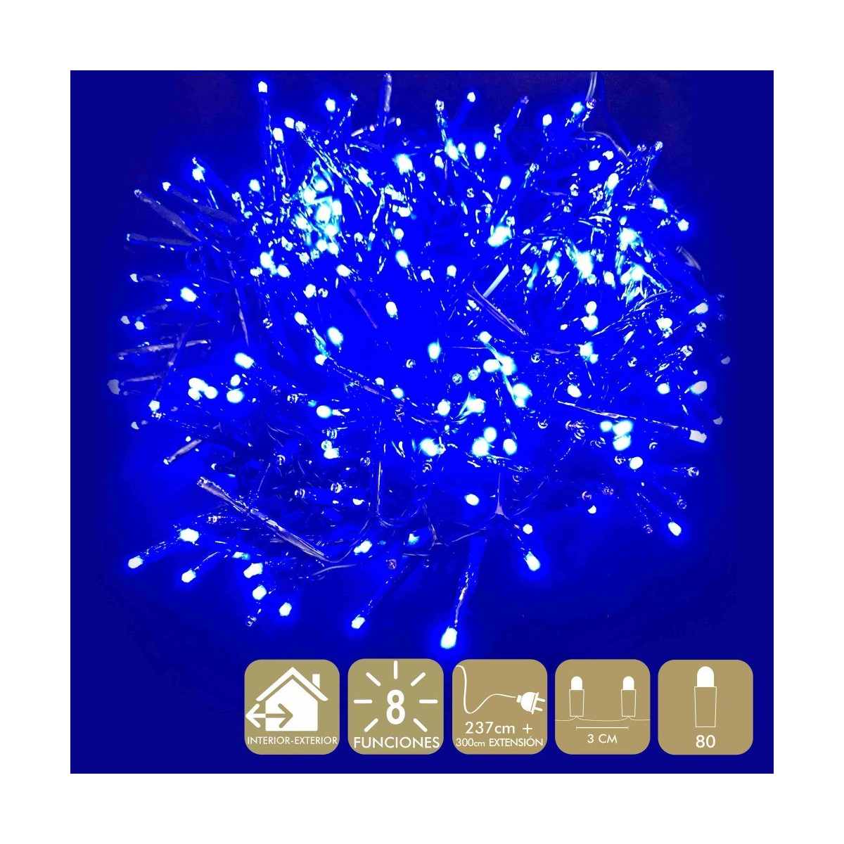 80 lumières led 8 fonctions bleu