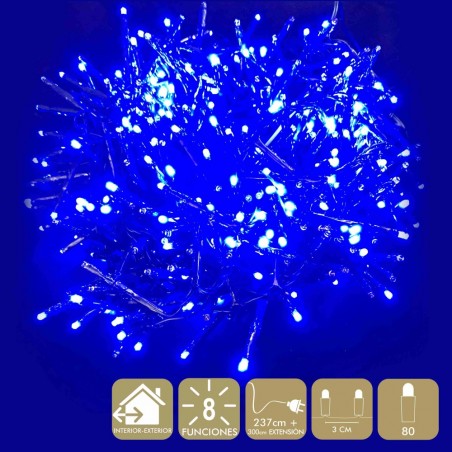 80 lumières led 8 fonctions bleu